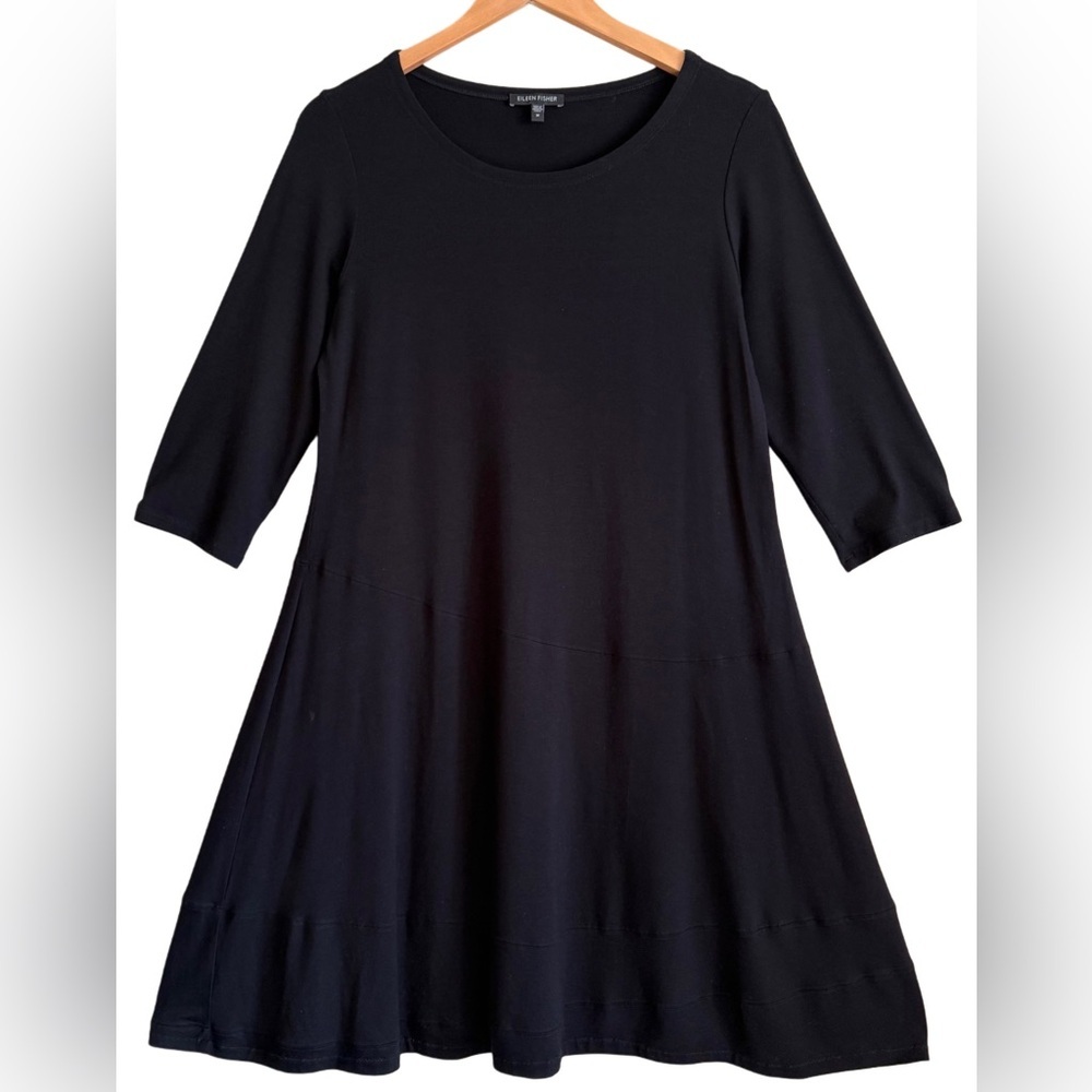 EILEEN FISHER Lagenlook Minimalist Stretchy Lightweight Casual A-Line Dress Sz M - Picture 4 of 7